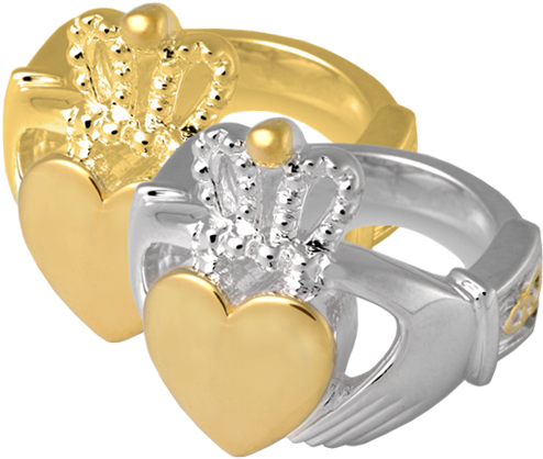 Claddagh Cremation Ring In Gold And Two Tone Silver - Claddagh Cremation Urn (500x500), Png Download