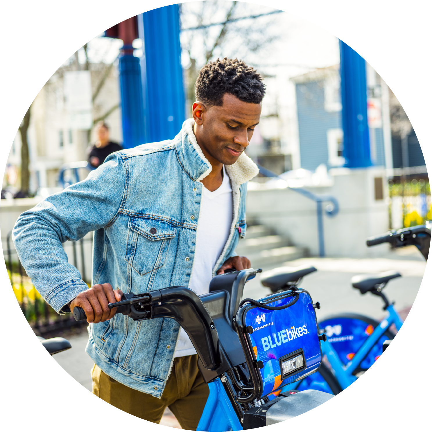 A Person, Presenting As Male, Is Either Taking Out - Blue Bikes Boston (1487x1488), Png Download