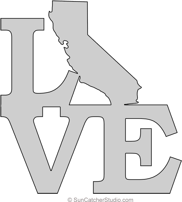 California Love Map Outline Scroll Saw Pattern Shape - Texas Stencil (649x711), Png Download