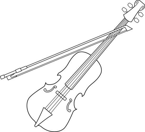 Colorable Violin Design - Violin Black And White (550x499), Png Download