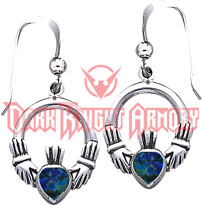 Irish Claddagh Inlay Earrings - "peter Stone Jewelry" Irish Claddagh Inlay Earrings (432x432), Png Download