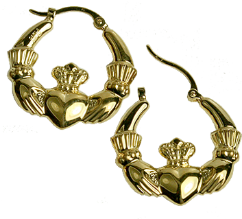 Claddagh Hoop Earrings (360x360), Png Download