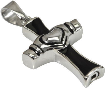Back Shown Premium Stainless Steel Claddagh Cross - Tap (500x500), Png Download