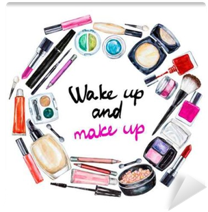 Frame Of Various Watercolor Decorative Cosmetic - Eye Watercolor Cosmetic (400x400), Png Download