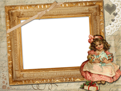 Victorian Style Frame - Vintage Christmas Post Card Art Greeting Card (498x373), Png Download