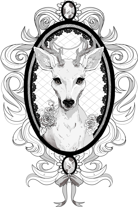 Image - Deer Tattoo With Frame (500x719), Png Download