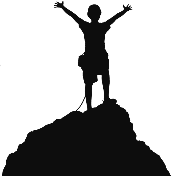 Hiker Silhouette Clip Art At Getdrawings - Mountain Climber Clipart Black And White (600x630), Png Download