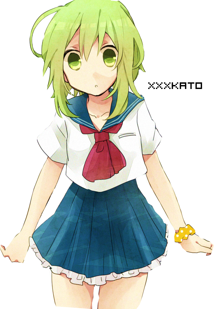 Jr High Gumi After Haircut - Gumi Megpoid Chibi Neko (693x1000), Png Download