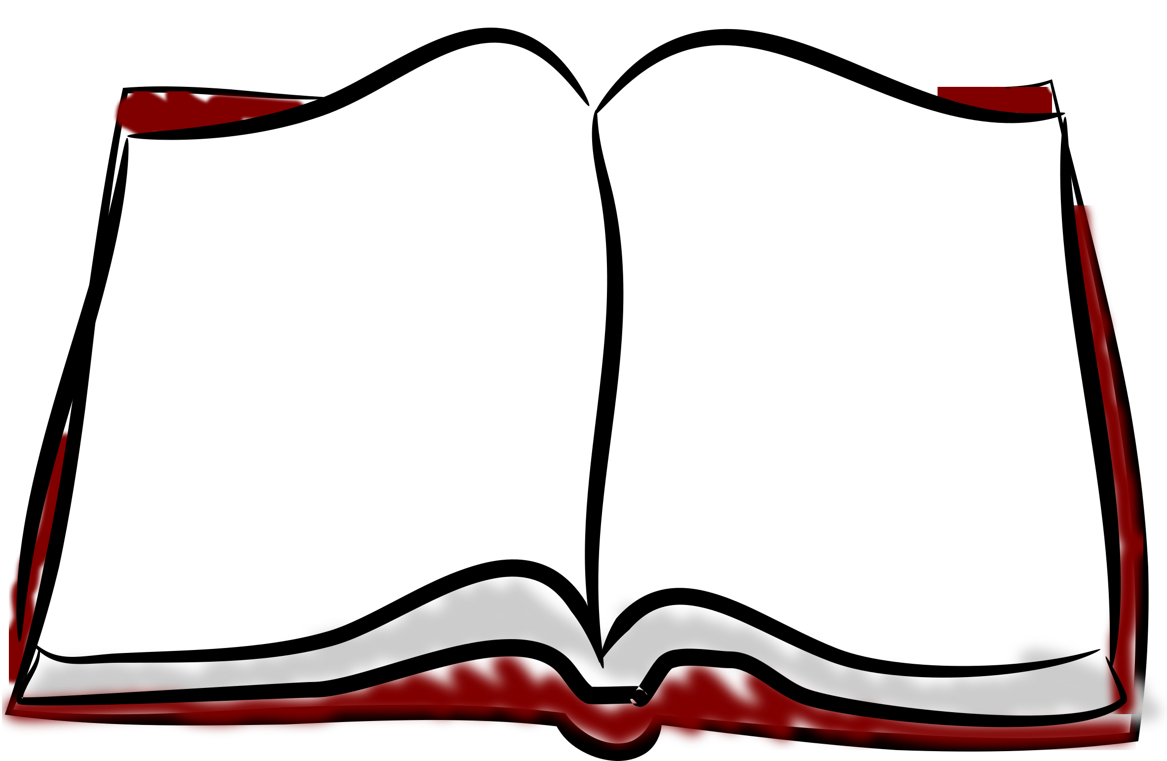 Clipart - Book, Sketched - Open Book Clip Art Png (2400x1541), Png Download