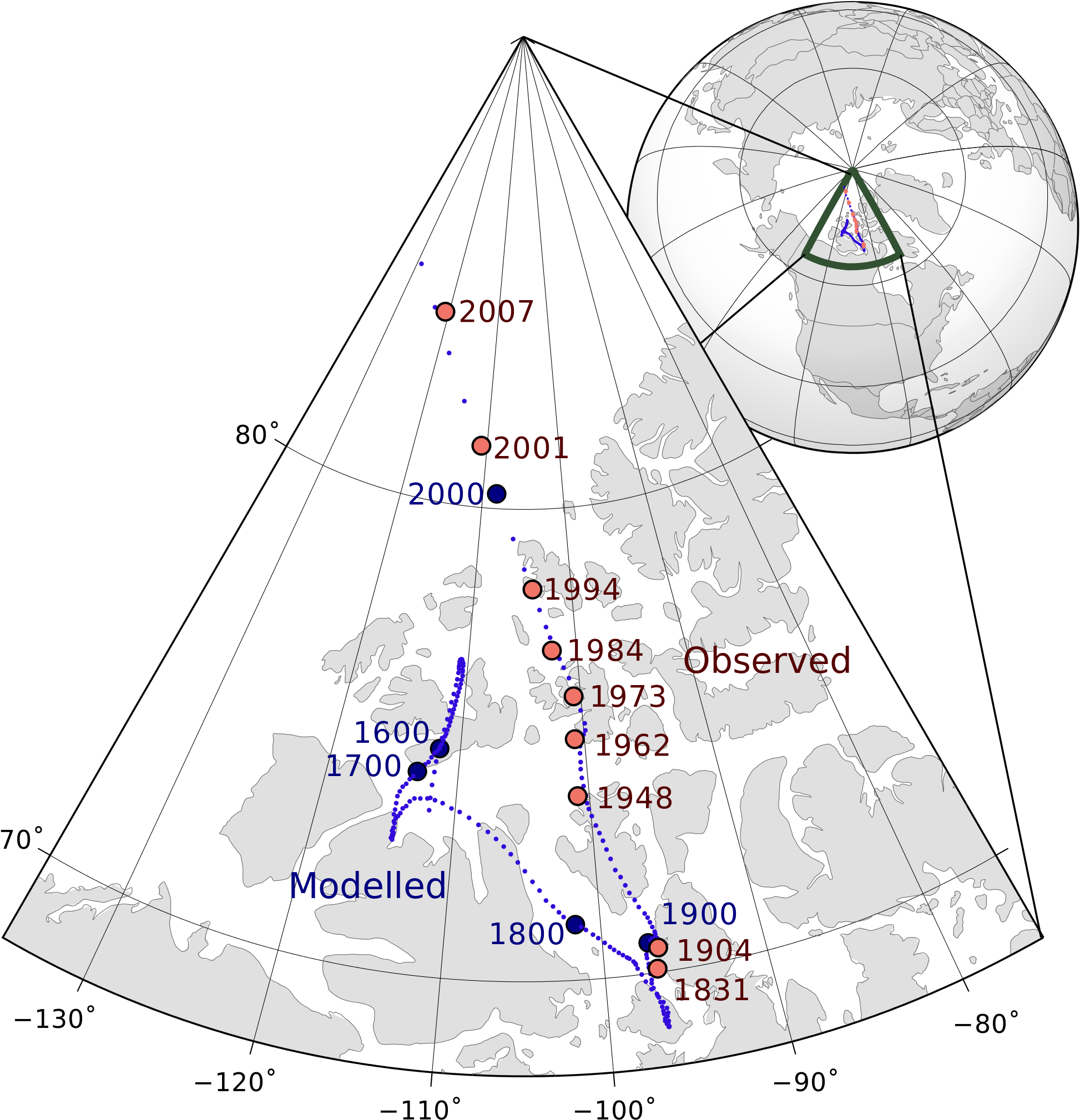 The North Magnetic Pole Has Been In Canada For Hundreds - North Pole Moving (567x581), Png Download
