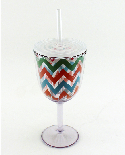 Berghoff Acrylic Wine Glass Chevron Pattern - Berghoff Set Of Four Acrylic Wine Glasses - Chevron (680x544), Png Download