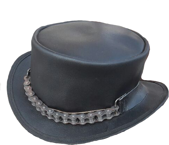 Steampunk Chain Driven Leather Top Hat (600x600), Png Download