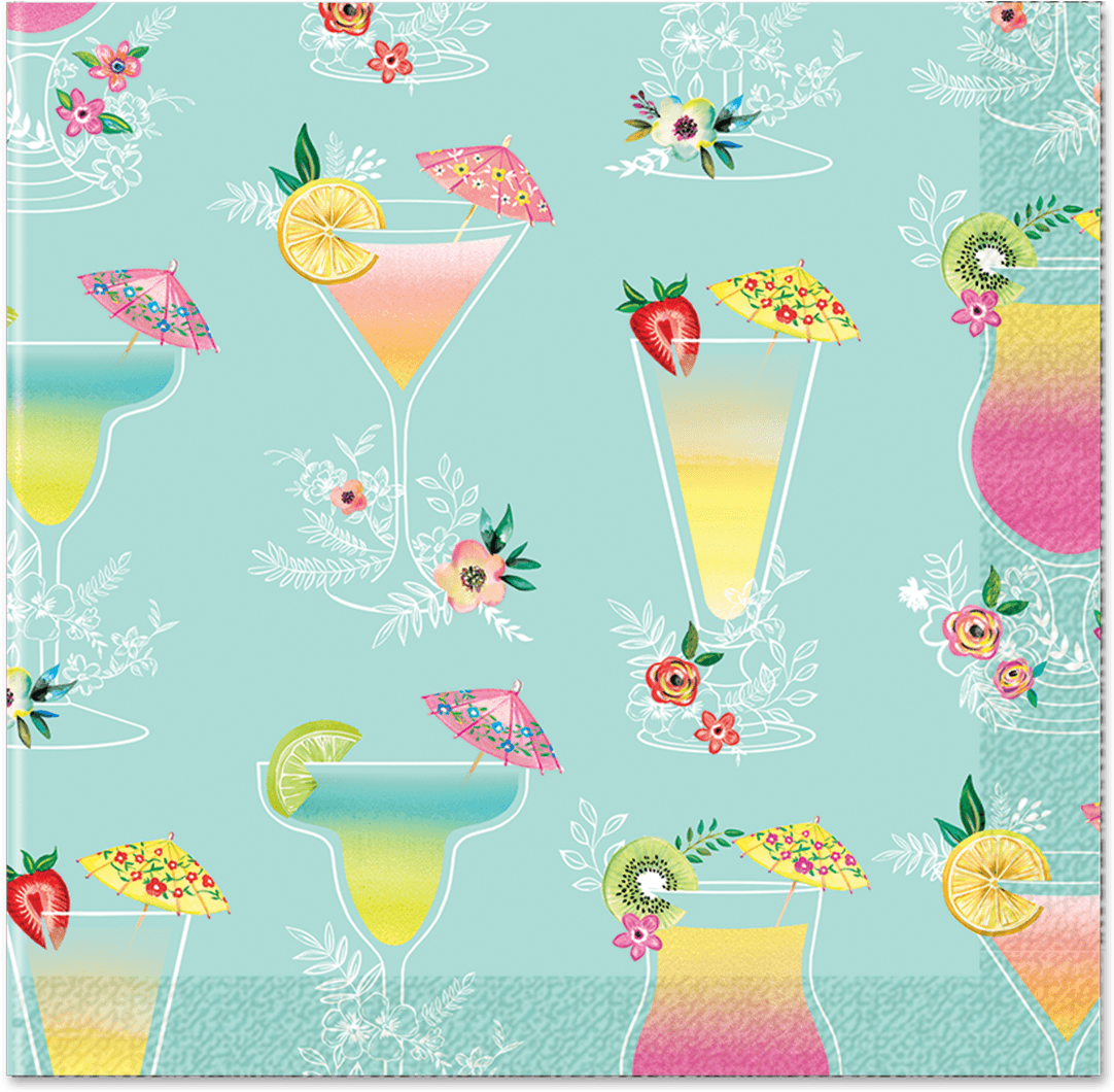 Tropical Drink Pattern Beverage Napkins - Aquarela (acquarello) (1200x1200), Png Download