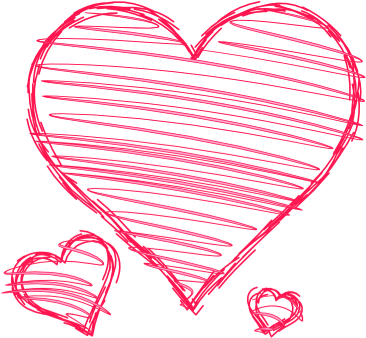 Doodle Hearts Png Vector Library Download - Doodle Hearts Png (390x354), Png Download