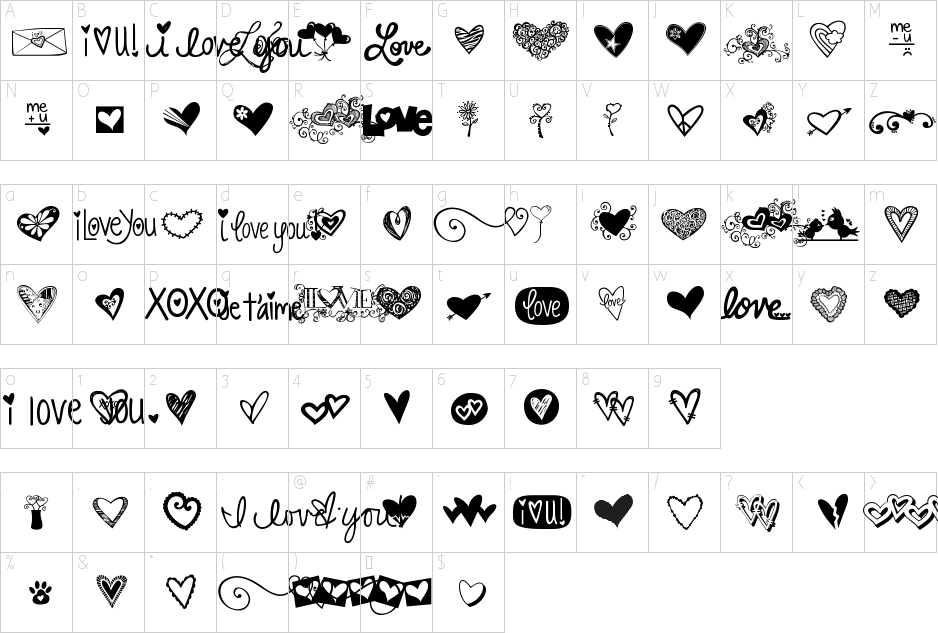 Kg Heart Doodles Font - Font (938x633), Png Download