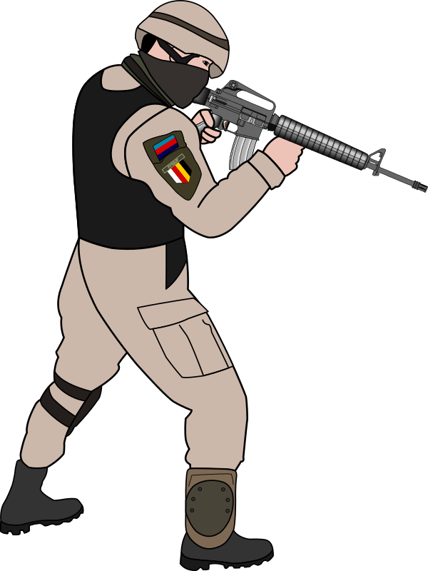 Silhouette Soldier Download Silhouettesilhouette Clip - Soldier Pointing Gun Cartoon (600x800), Png Download