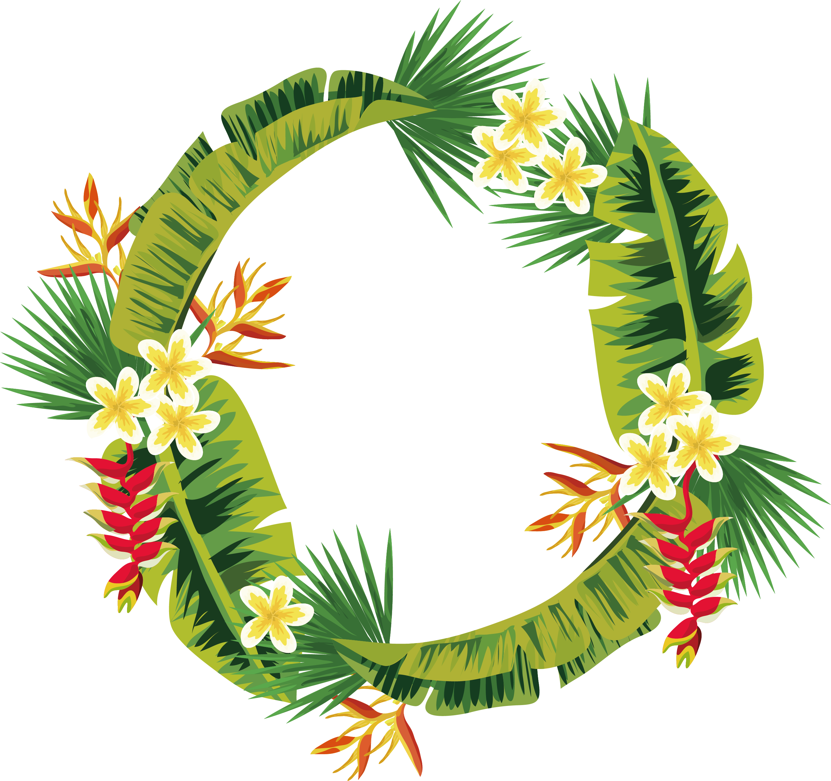Leaf Palm Branch Arecaceae - Palm Tree Leaves Wreath (2787x2622), Png Download