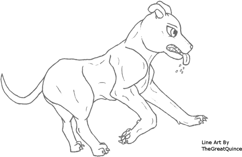 Running Pit Bull Line Art By Thegreatquince - Line Art (900x565), Png Download