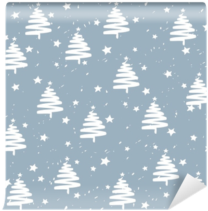 Hand Made Fir Tree Stars Snow Vector Pattern - New Year (400x400), Png Download