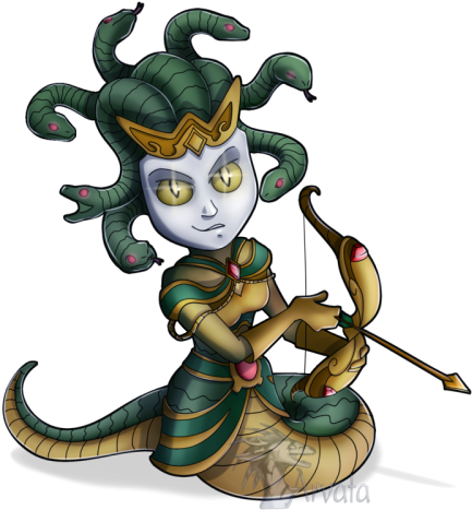 Chibi-medusa By Arvata Requested By Sis - Chibi Smite Gods Kukulkan (500x500), Png Download