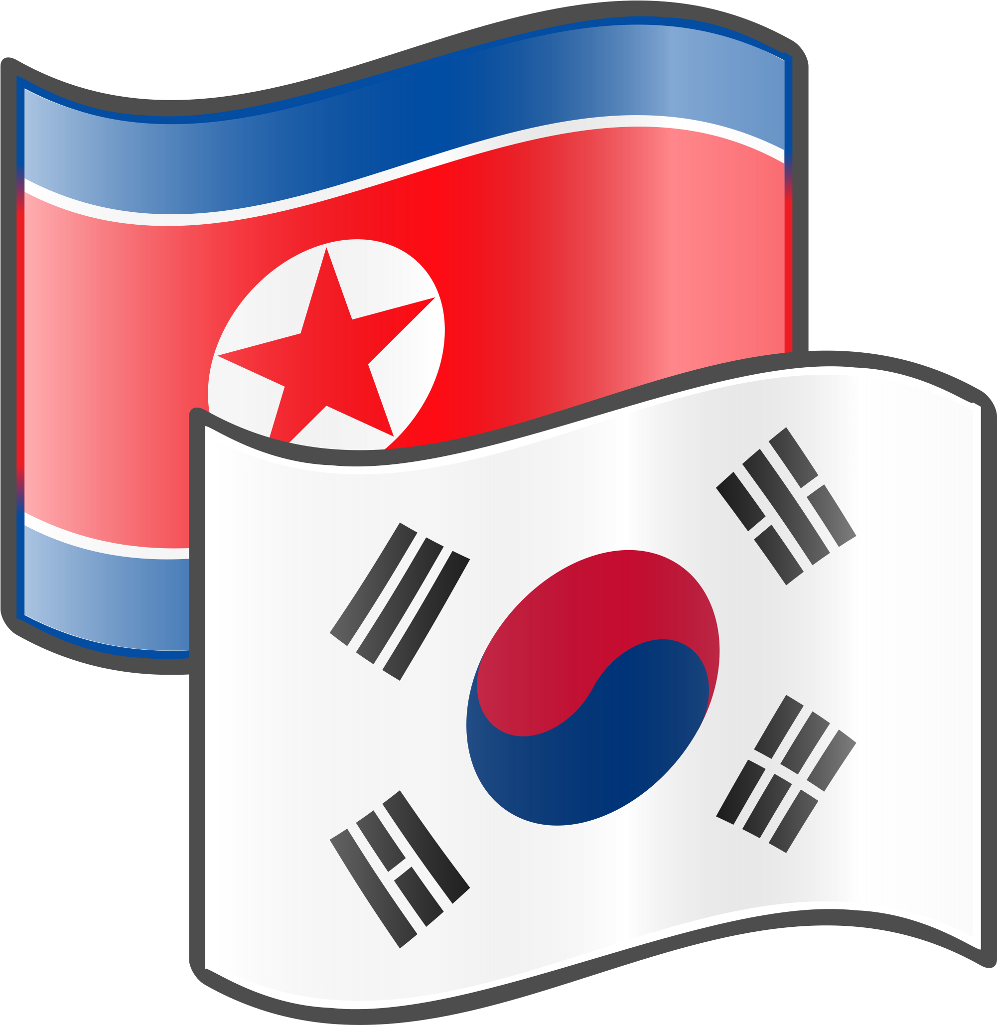 Nuvola North And South Korean Flags - Flags Of North And South Korea (881x1024), Png Download