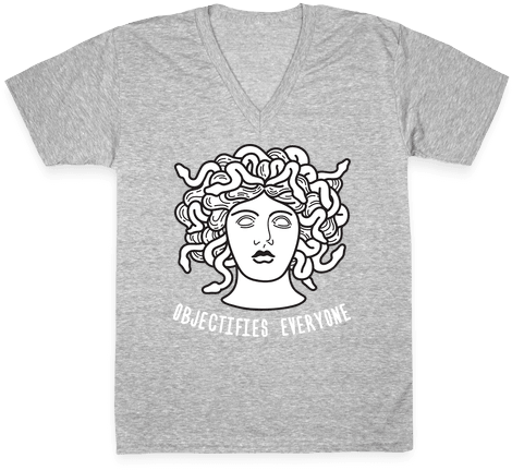 Objectifies Everyone Medusa V-neck Tee Shirt - It's Too Peopley Outside Shirt (484x484), Png Download