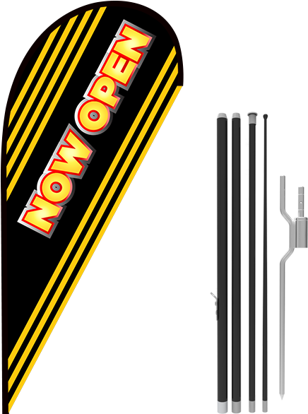 11ft Now Open Stock Teardrop Flag With Ground Stake - Stock (800x600), Png Download