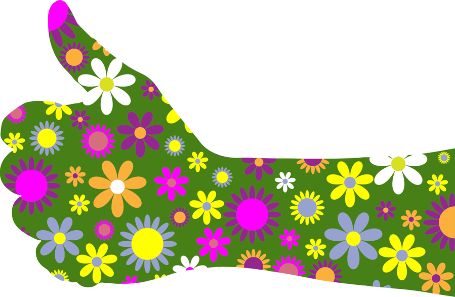 Thumbs Up With Flowers (899x586), Png Download