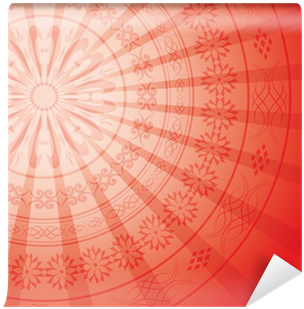Red Background With Round Ornament And Rays - Circle (400x400), Png Download