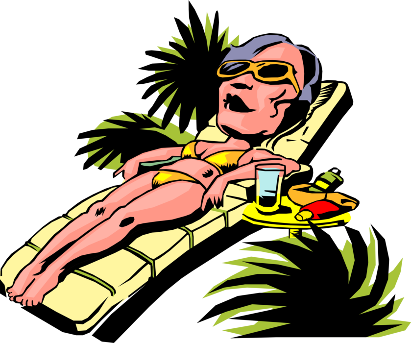 Vector Illustration Of Female Sun Worshipper Catches - Rest (839x700), Png Download
