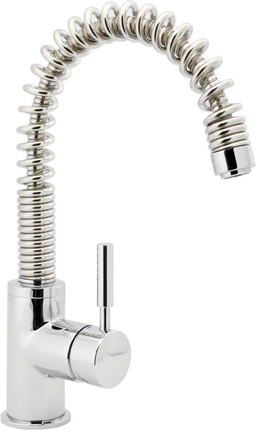 Slinky104 - Deva Slinky Mini Mono Kitchen Sink Mixer Tap, Chrome (528x886), Png Download