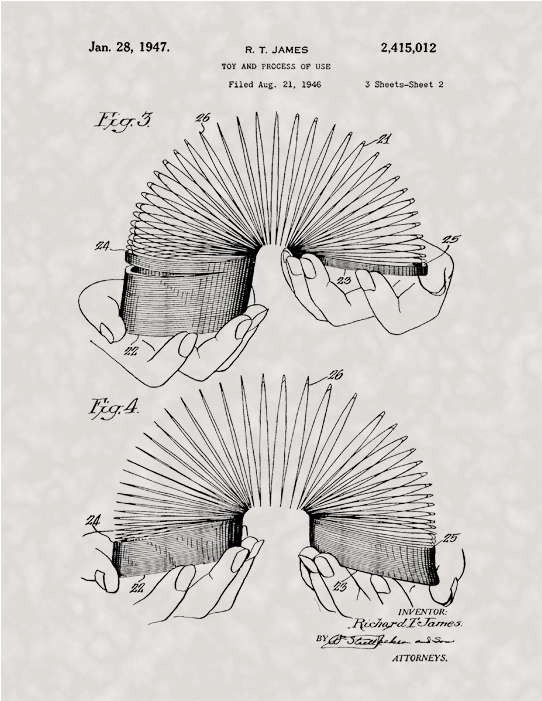 Slinky, - Slinky 1 - Aged Paper - Canvas Poster Art 30x20 (700x700), Png Download