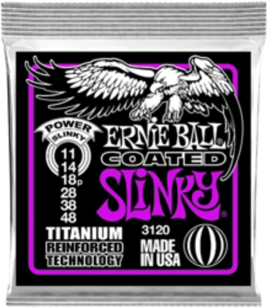 Ernie Ball 3120 Coated Titanium Power Slinky - Ernie Ball (1920x980), Png Download