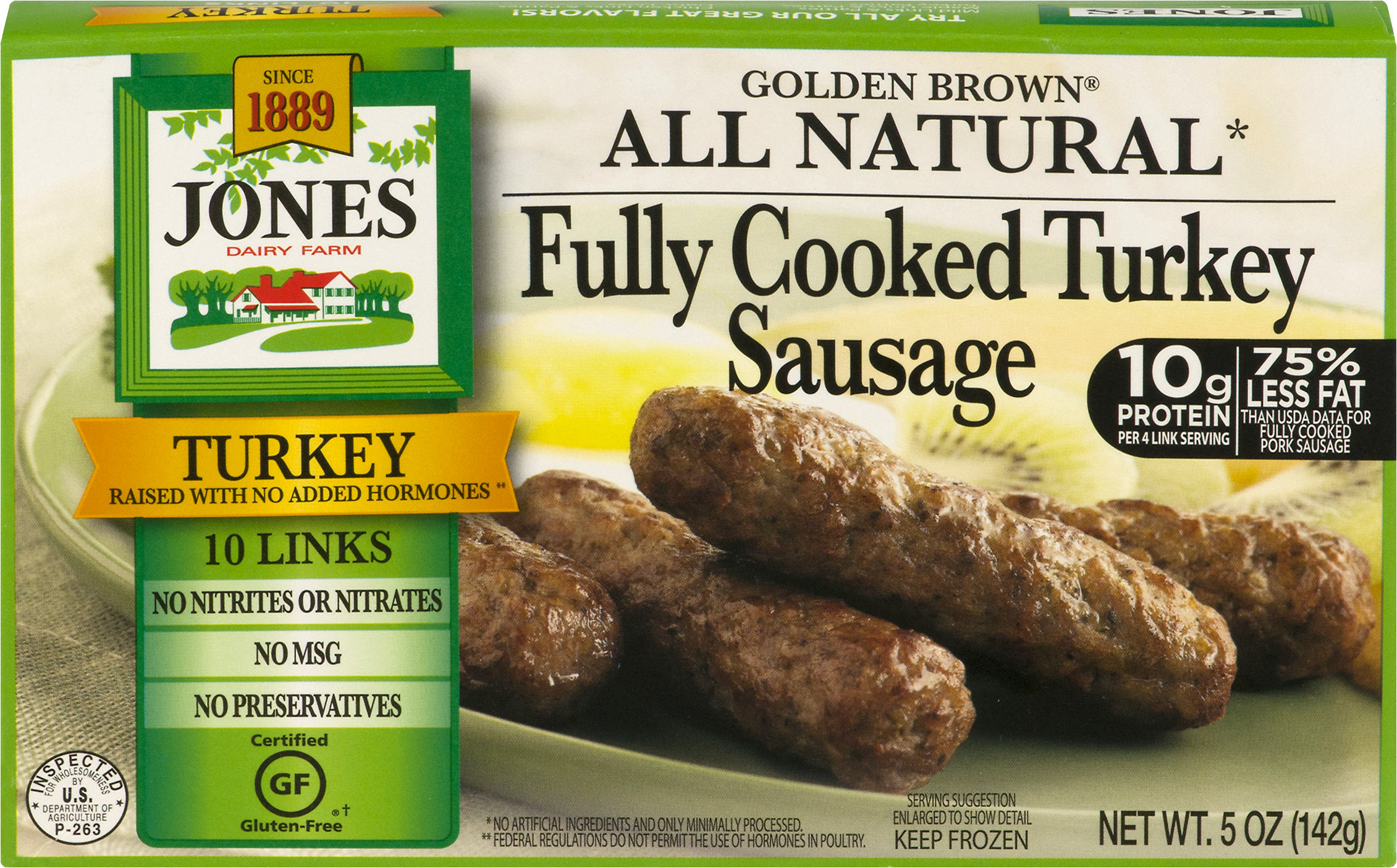 Jones Dairy Farm Breakfast Sausage Links Turkey - Frozen Turkey Breakfast Sausage (2500x1759), Png Download