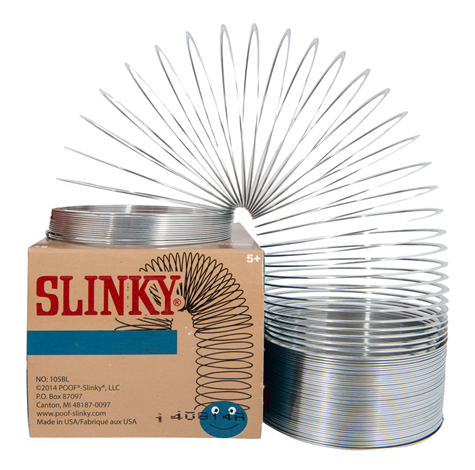 The Slinky Became An Instant Hit, Originally Priced - Poof-slinky, Inc. Silver Retro Slinky In Blue Box (475x470), Png Download