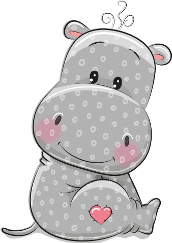 Cartoon Hippo (428x478), Png Download