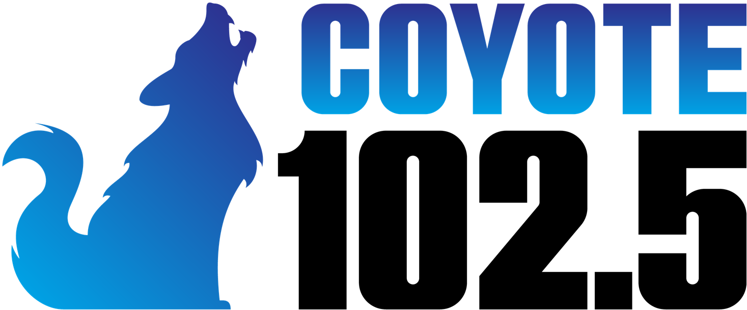 Coyote Nov 2013 - Coyote 102.5 Logo (1467x609), Png Download