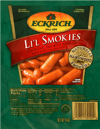 Li'l Smokies Cocktail Smoked Sausage - Eckrich Sausage, Smoked, Lil' Smokies - 14 Oz (450x450), Png Download