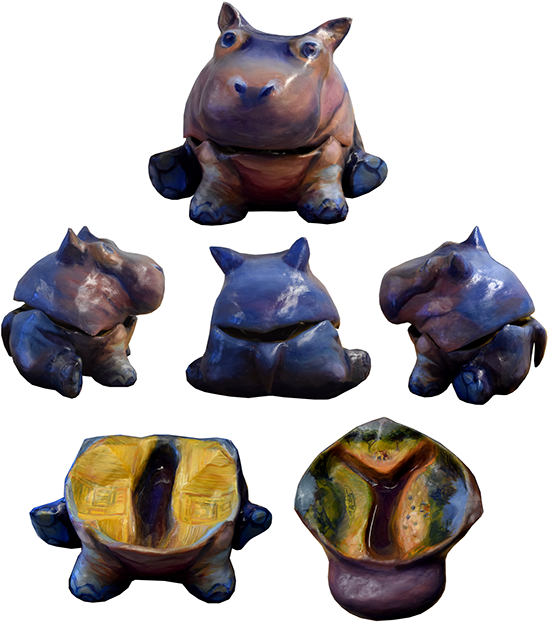 A Baby Hippo Split In Half Showing The Separate Causes - Domestic Pig (600x648), Png Download