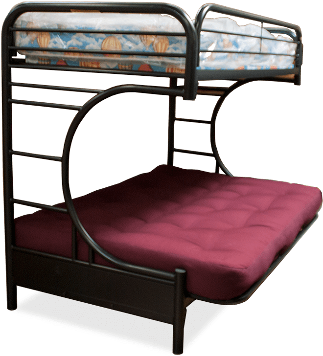 Twin/full Futon Bunkbed C-style Fordham Black - Bunk Bed (688x750), Png Download