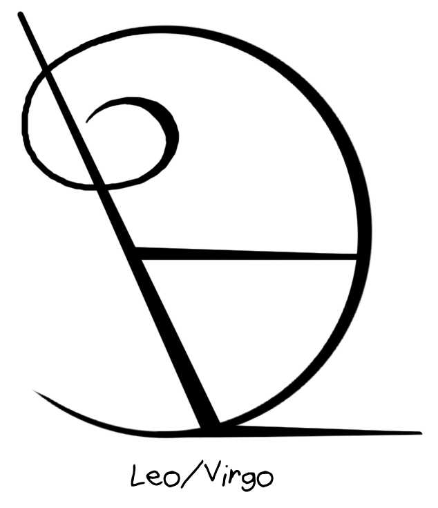 “leo/virgo” Zodiac Sigil - Line Art (750x750), Png Download