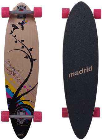 Madrid 36" Hummingbird Pintail Longboard Complete - Santa Cruz Pintail Sugar Skull (456x540), Png Download