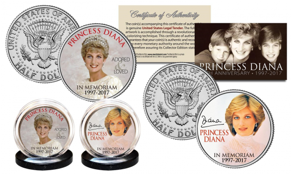 Princess Diana 1997 2017 20th Anniversary Official - Princess Diana 20th Anniversary Kennedy Half Dollar (600x600), Png Download