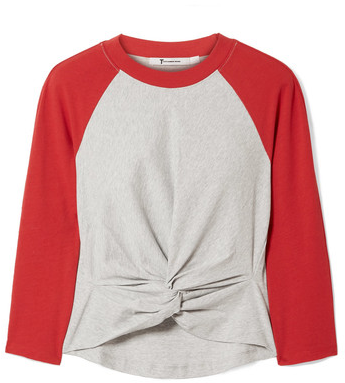Twist Front Two Tone Cotton Jersey Top - T By Alexander Wang (500x500), Png Download