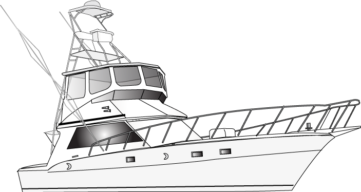 Hatteras 43 - Hatteras Fishing Boat Vector (703x374), Png Download