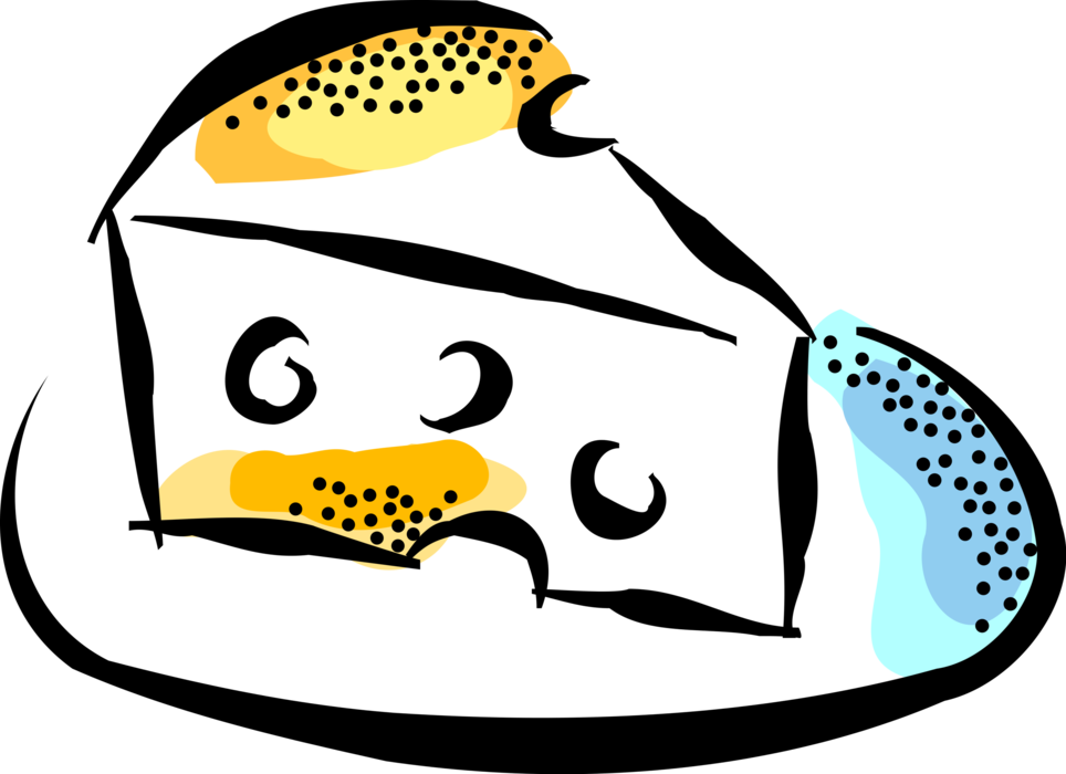 Vector Illustration Of Swiss Cheese With Holes Dairy (964x700), Png Download