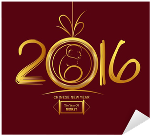 Vinilo Pixerstick Feliz Año Nuevo 2016 Del Mono - 2016 (400x400), Png Download