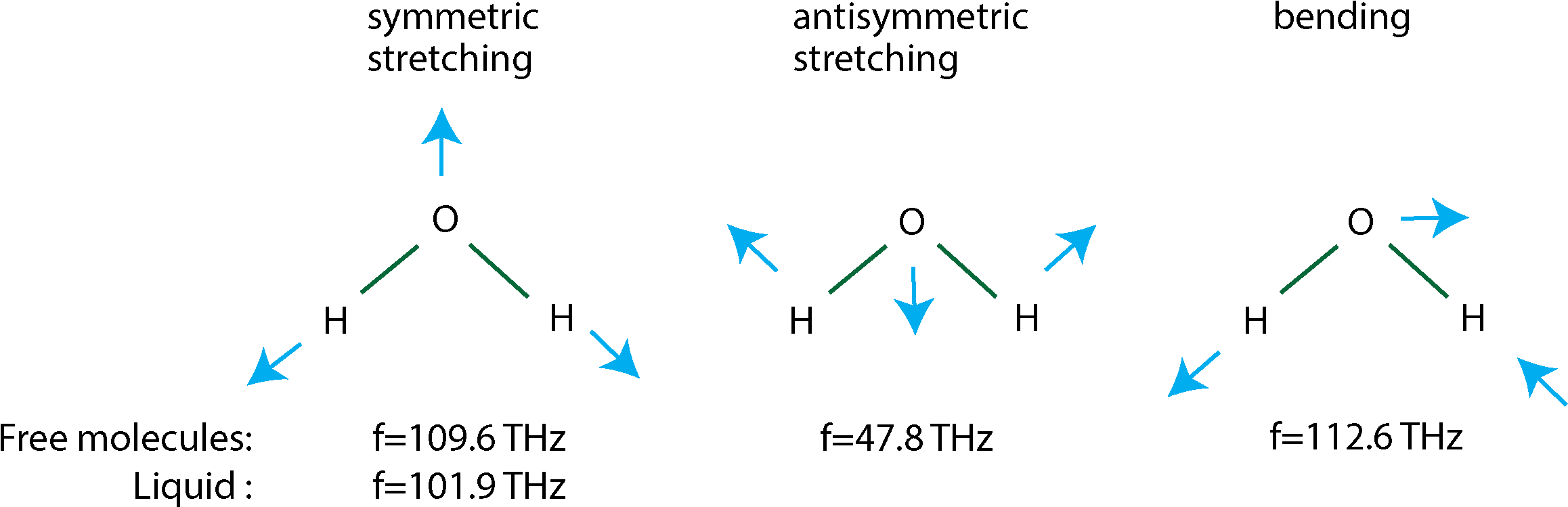 Vibrational Modes Of A Water Molecule - 3 Vibrational Modes Of Water (2319x757), Png Download