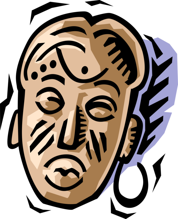 Vector Illustration Of Traditional African Wooden Tribal - Vector Graphics (569x700), Png Download