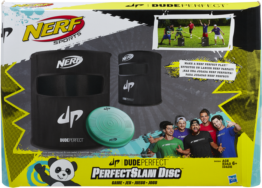 B6326as00 630509420858 Pkg 15 Medium 72dpi - Nerf Sports Dude Perfect Perfectslam Disc Game (900x900), Png Download